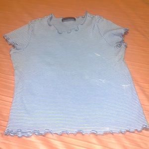 Striped Brandy Melville sky blue/ white short sleeve top